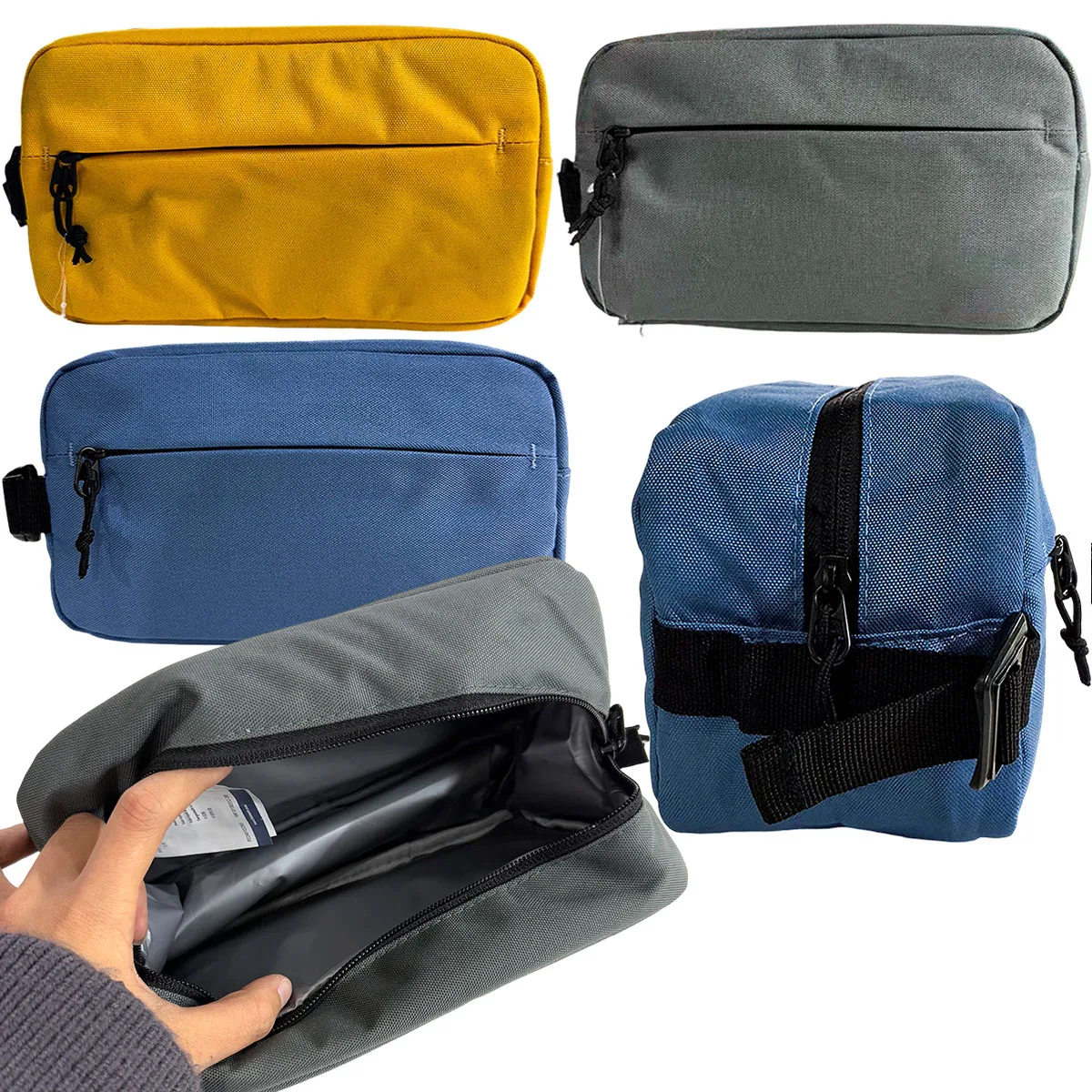 

Men Commuting Hand Pulled Buns Mens Shaving Kit Travel Cosmetic Organizer Bag School Supplies Zipper Pencil Case Storage Tools