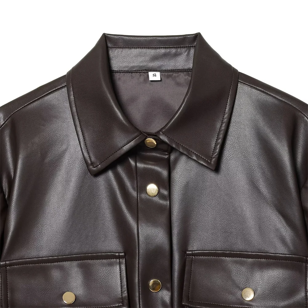 Herbst und Winter neue Damenbekleidung Mode lässig Temperament einfaches Kunstleder mit Gürtel lange Jacke