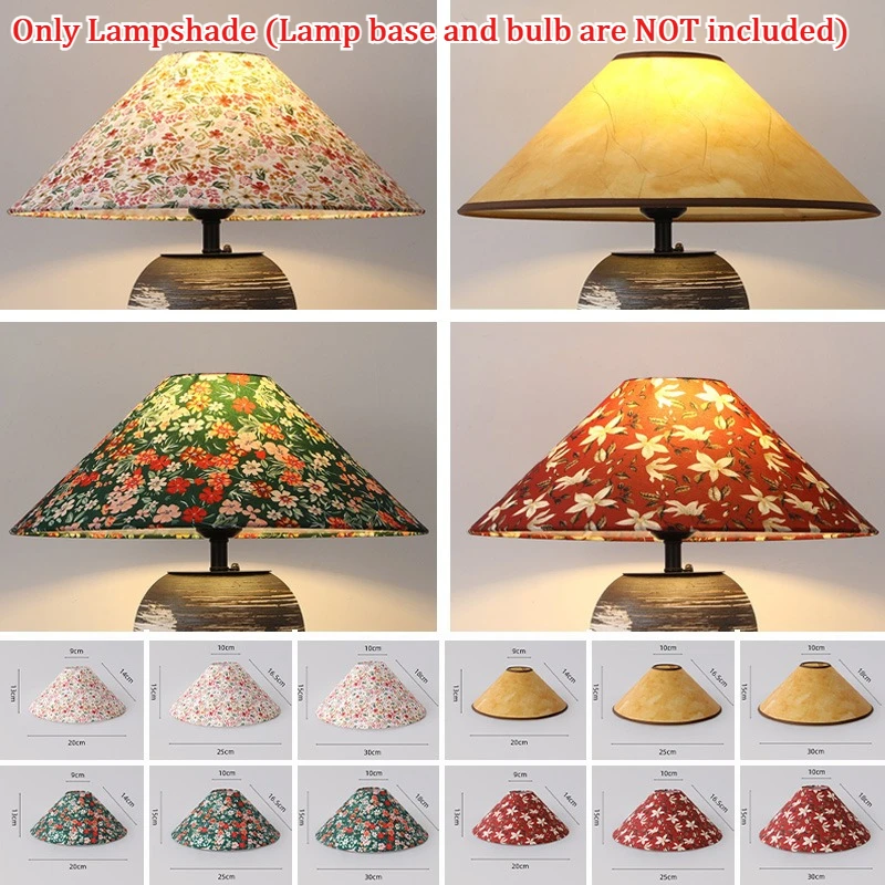 20/25/30cm Vintage Floral Fabric Lampshade E27 Lampshade for Table/Floor/Bedside Lamp Wabi Sabi Style Home Hotel Decor