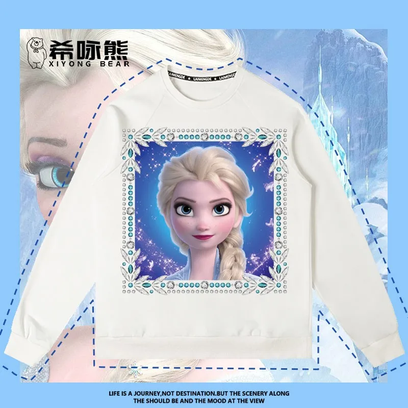 

Ice And Snow Co-hoodie Women Disney Aisha Anna Animation Round Neck Coat Autumn Girls Clothes