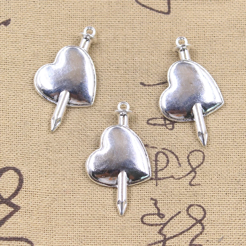 12pcs Charms A Sword Piercing Through The Heart 38x21mm Antique Silver Color Pendants Tibetan Findings DIY Handmade Making Craft