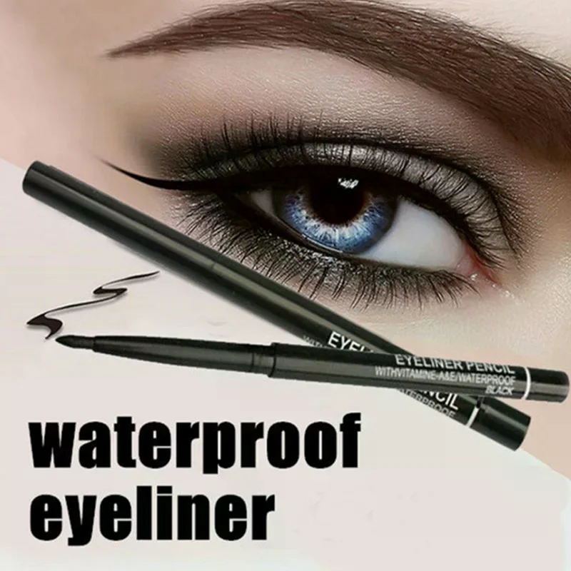 Waterproof Black/Coffee Automatic Rotating Eyebrow Pencil Eyeliner Pencils Easy To Wear Quick Drying Eyeliner Pen 2Pcs
