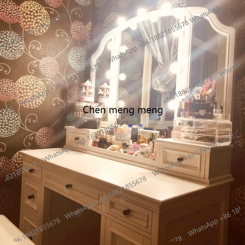

Hidden Wooden Makeup Vanity Desk Huge Storage Mirror Europa Makeup Vanity Desk White Vintage Kaptafel Master Bedroom Furniture