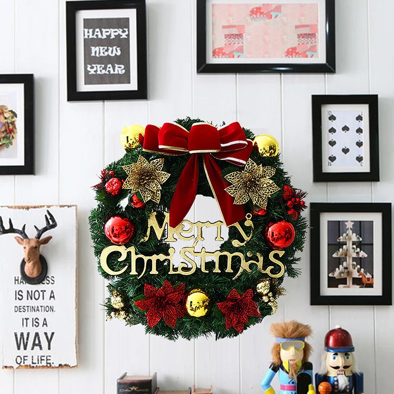 30/40cm Christmas Wreath Xmas Door Garland Hanging Ornaments Merry Christmas Decoration For Home 2025 New Year Navidad Door Pend