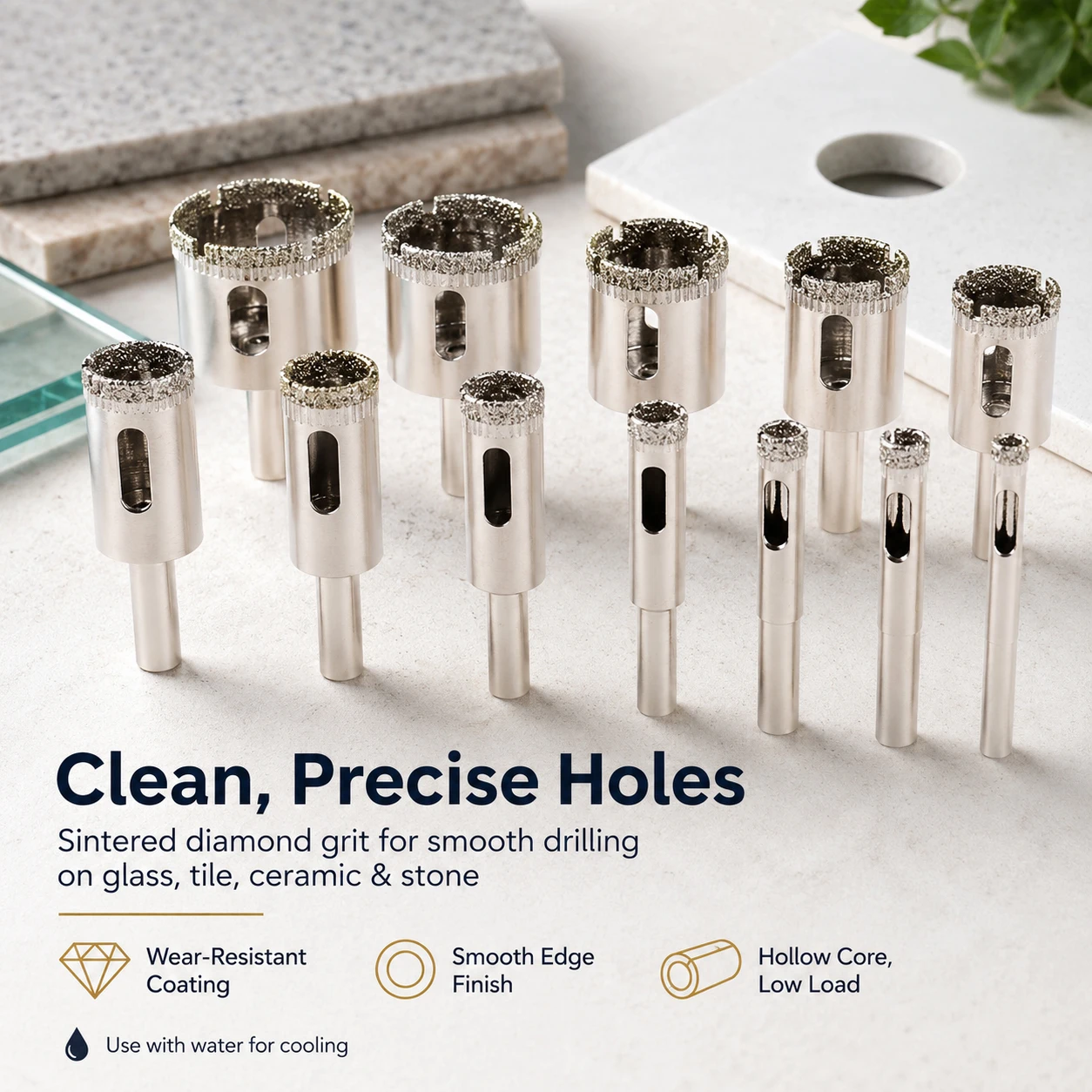 1PC (3-200MM) Diamond Hole Saw Bits Glass Tile Marble Drill Bit Hollow Core Cutter for DIY Home Renovation