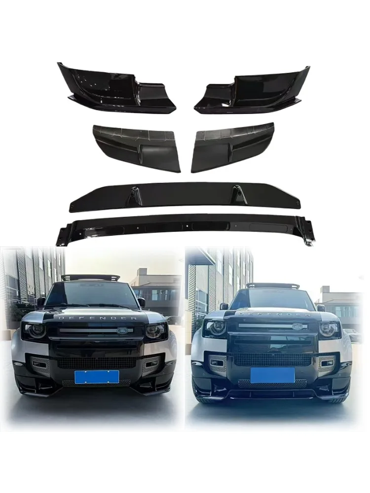 2020 2021 2022 2023 2024 2025 Voor Land Rover Defender 110 & 90 MC Stijl Voorbumper Lip Spoiler diffuser Splitters Gloss Zwart - afbeelding 2
