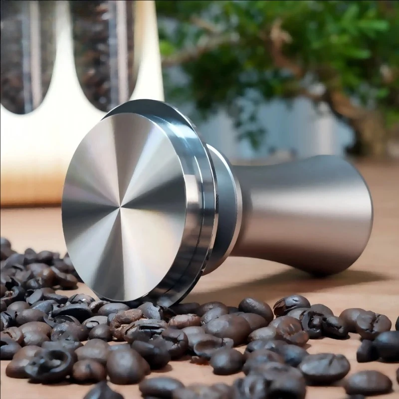 304 Stainless Steel Espresso Tamper with Scale Adjustable Depth Push-Type Self-Leveling Constant Pressure Calibrated Hammer
