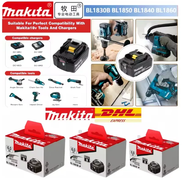 

Makita 18V 6.0Ah Powerful long-lasting Rechargeable Battery+charger ,For Makita Power Tools Battery