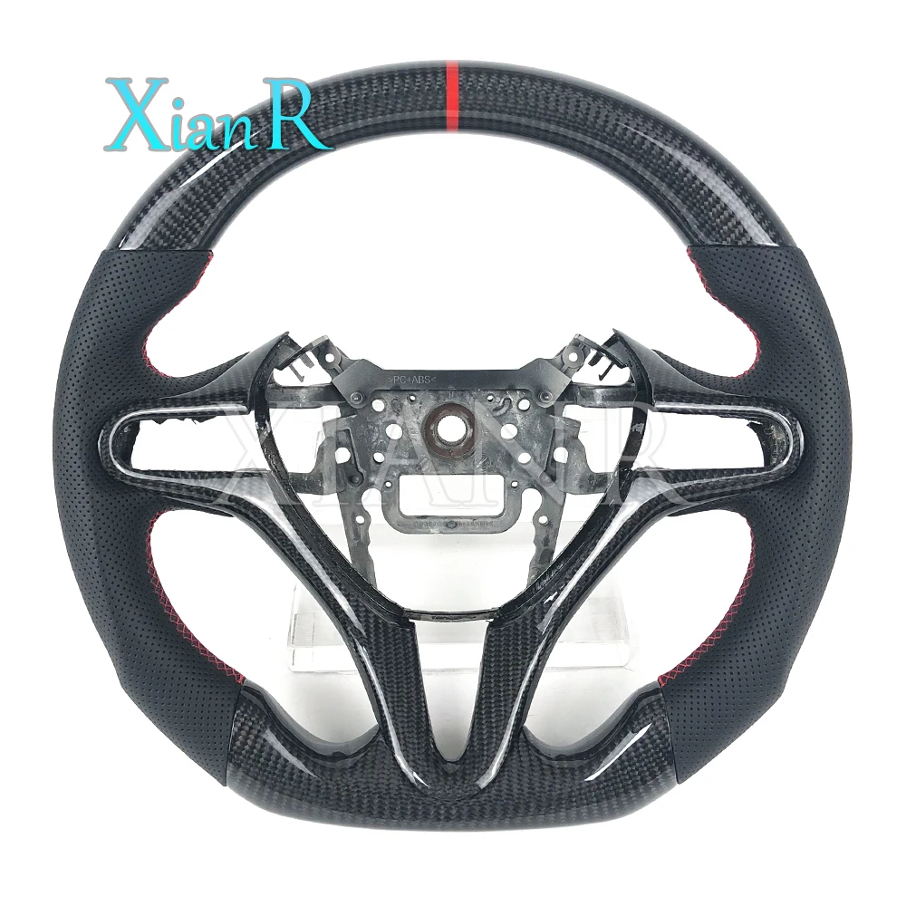 

Customized carbon fiber perforated leather steering wheel for Honda Civic 8th generation automotive interior accessories