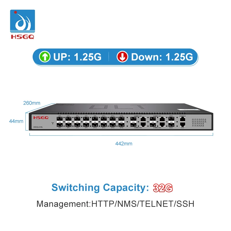 HSGQ-G16L Mini Fiber Home Fiber Optic Modem Pon Olt Gepon Olt Ftth C320 Olt