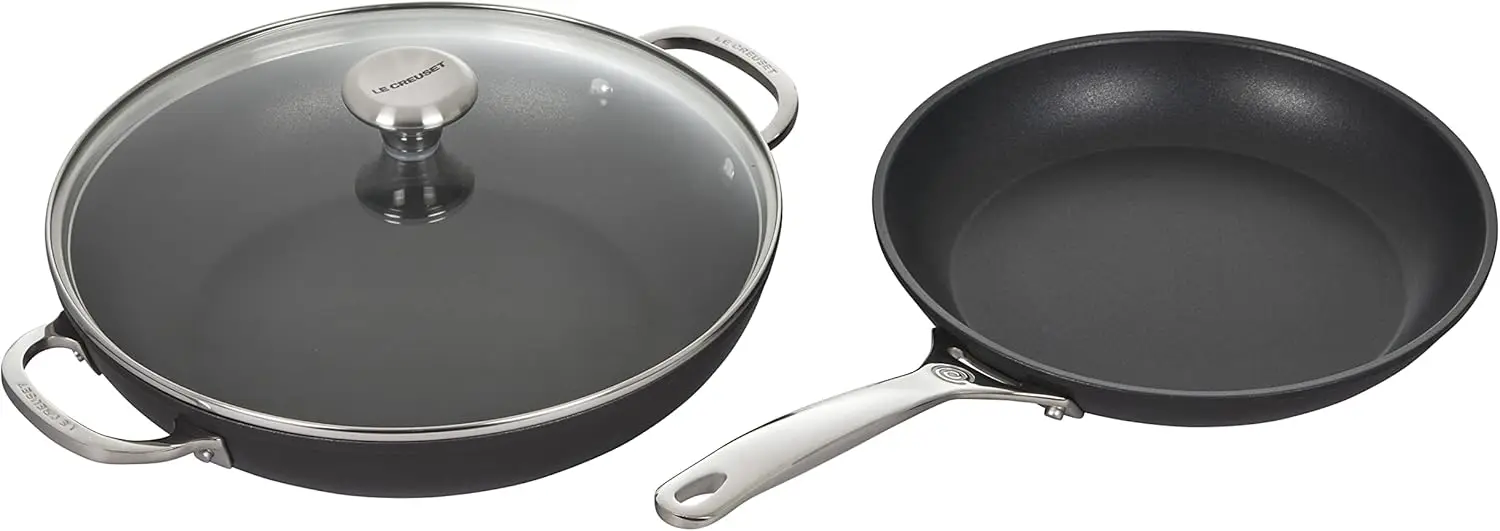 

Toughened Nonstick Pro Cookware Set, 3Pc. (9.5” Fry Pan & 2.5 Qt. Braiser W/Glass Lid)