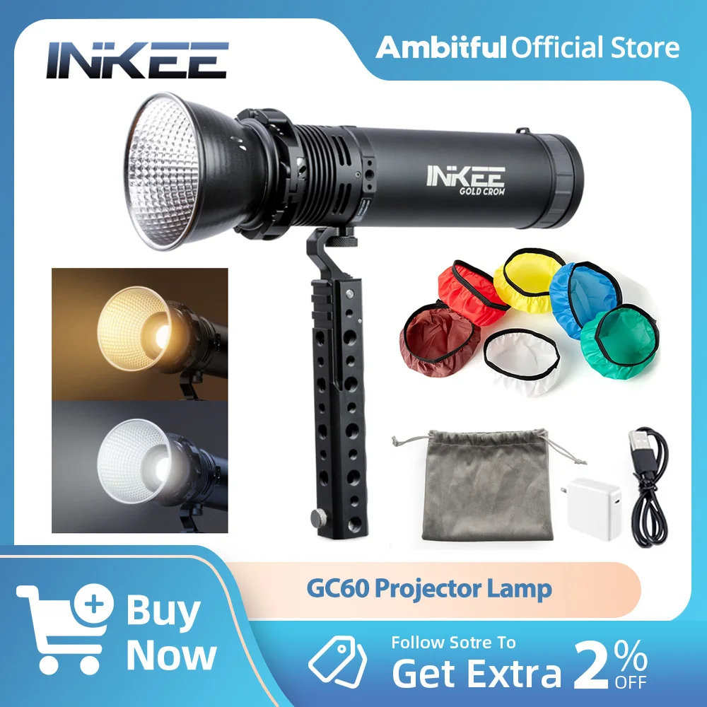 

INKEE GC60 Bi Color 2700K-6500K Temperature Integrated Waterproof Photography Light LED Light for Live Streaming Video Recording