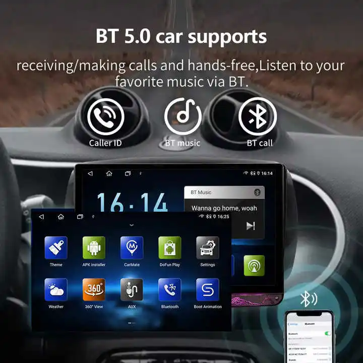 Universal 1Din Touch Screen OLED Head Unit 17 Inch Android 13 Car Stereo GPS Navigation Radio Android Auto/WiFi/Apple 1 Year view 5