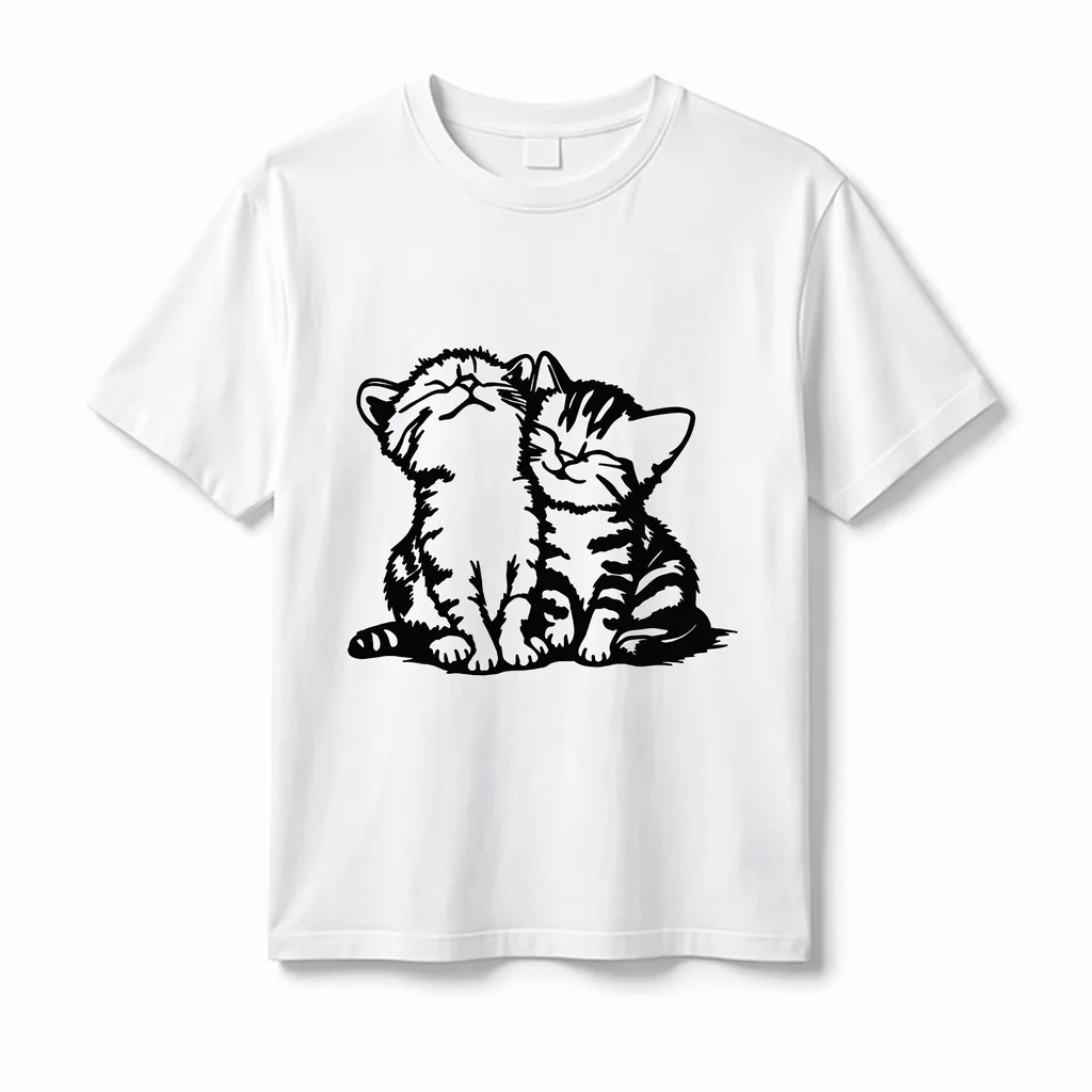 100% Cotton Cat Enthusiast T-shirt for Women, Napping Kitten, Printed Pet Owner, Short Sleeve Casual Top