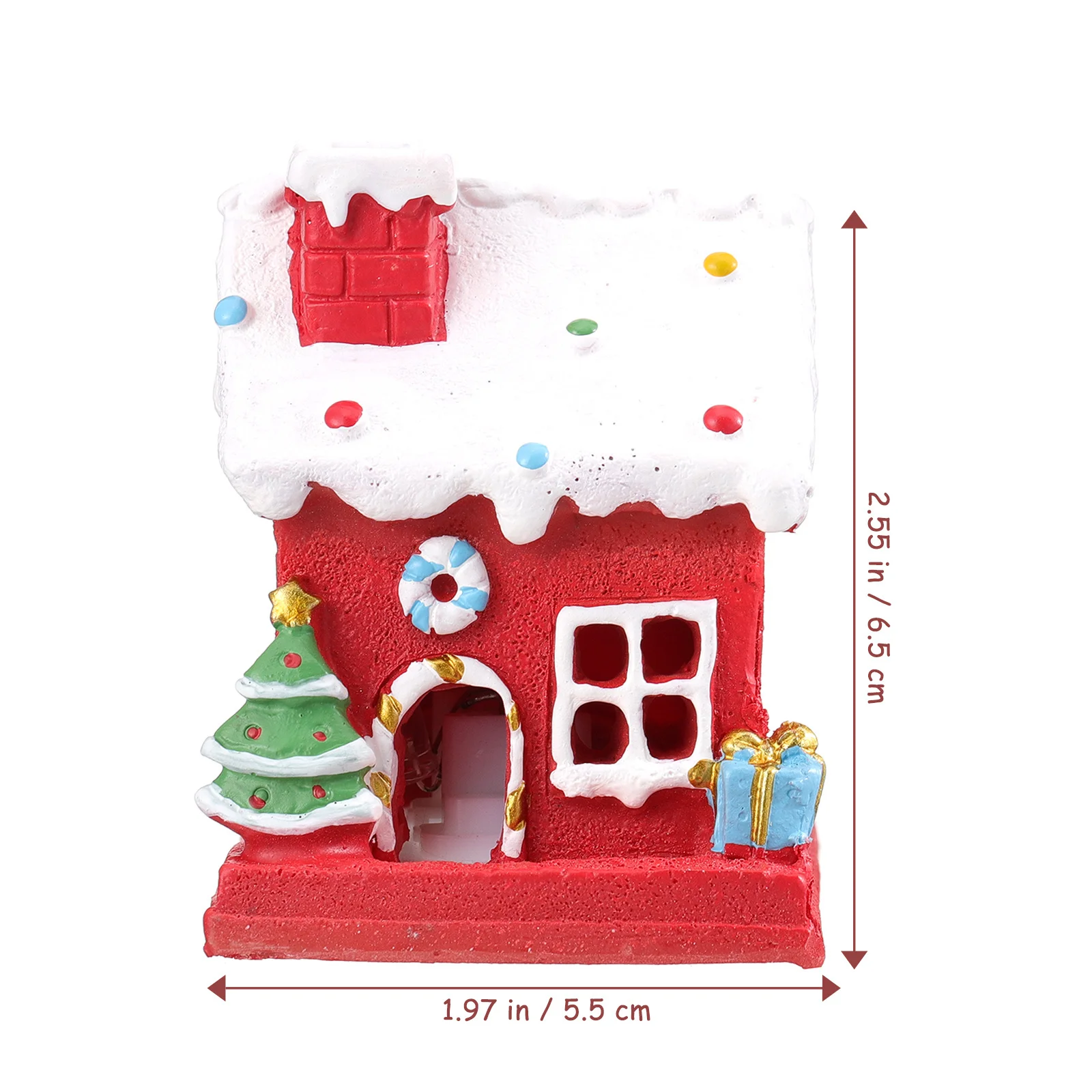 1 Buah Dekorasi Natal Rumah Mikro Lanskap Simulasi Resin Bercahaya Miniatur Natal Hiasan Meja Pesta Natal