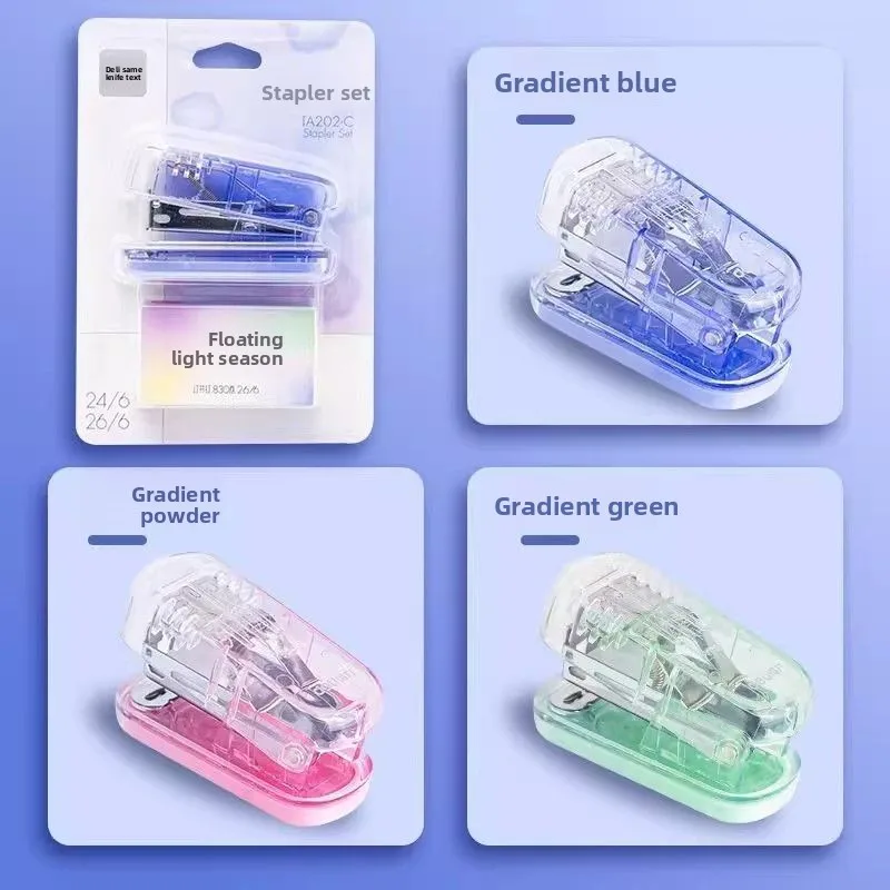 Cute Gradient Transparent Mini Stapler Supports Up To 12‑sheet Binding Ideal Stationery For Home Office And Student Study Use