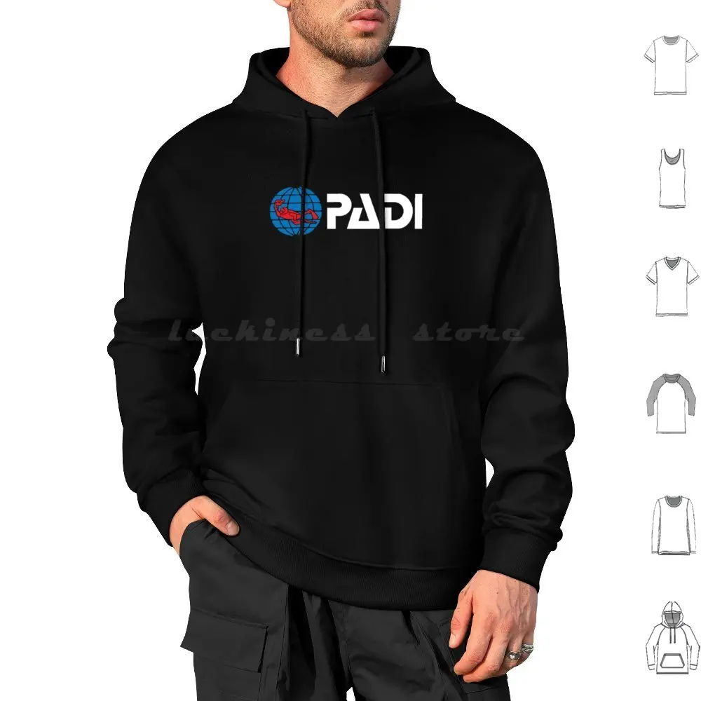 Padi Hoodie cotton Long Sleeve Sports Scubapro Aqualung Watersports Beach Snorkling Snorkle Waves Ocean Diver Suunto