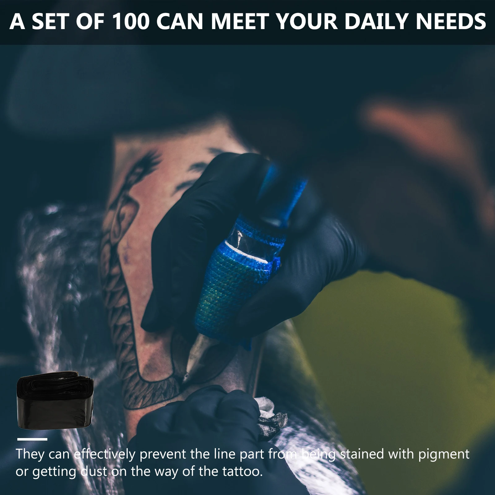 100 個使い捨てタトゥークリップコードバッグ抗腐食安全作業大面積保護クリップコードバッグフックラインバッグ