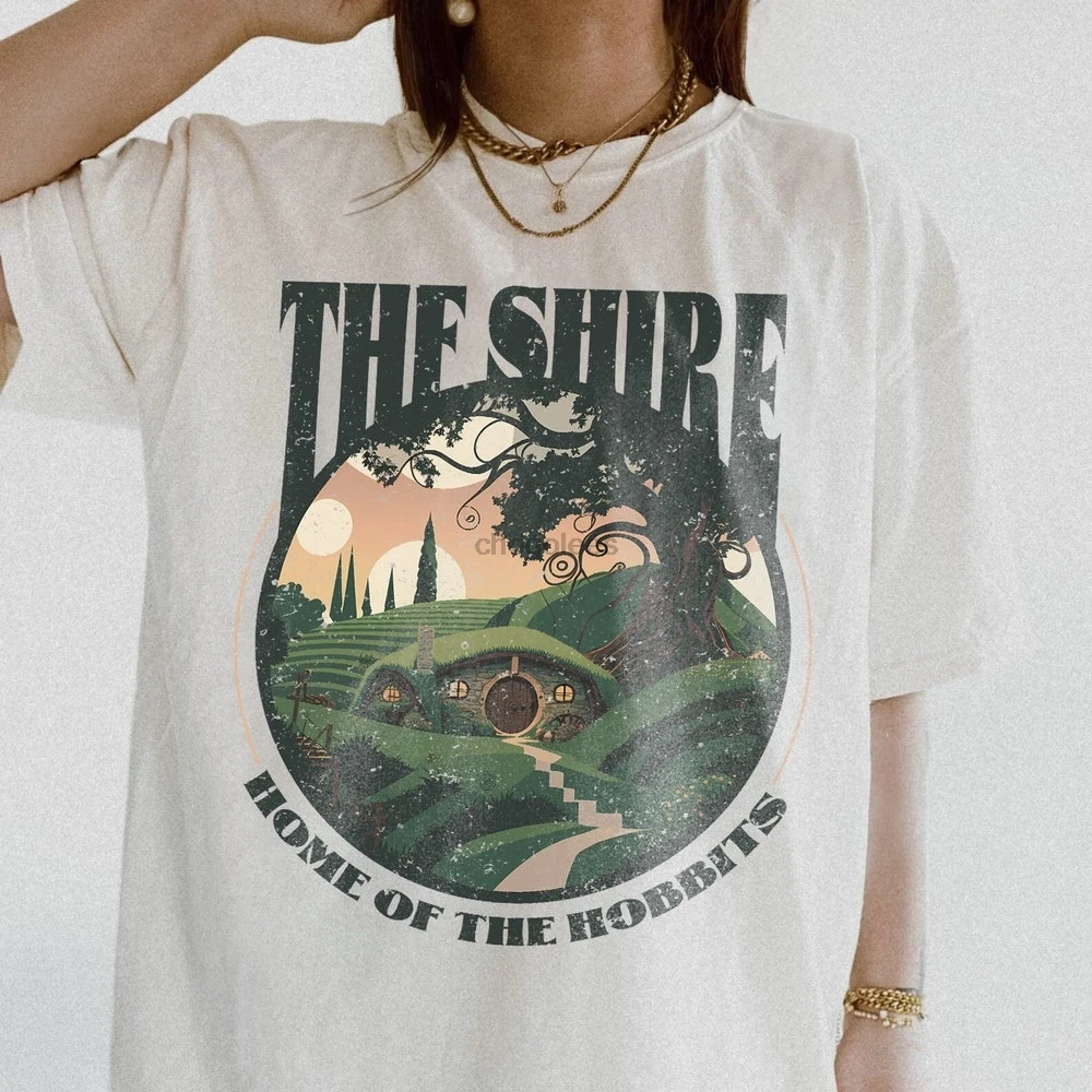 The Shire LOTR Shirt  Distressed Fantasy Merch Tolkien Aragorn Frodo Baggins Elven Elrond the Fellowship Bookish Hoodie Shirt Ho