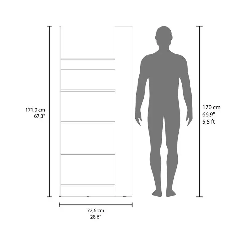 5-Shelf Open Bookcase, Contemporary Design for Display & Storage, Stained Walnut Finish, Versatile Home Organizer