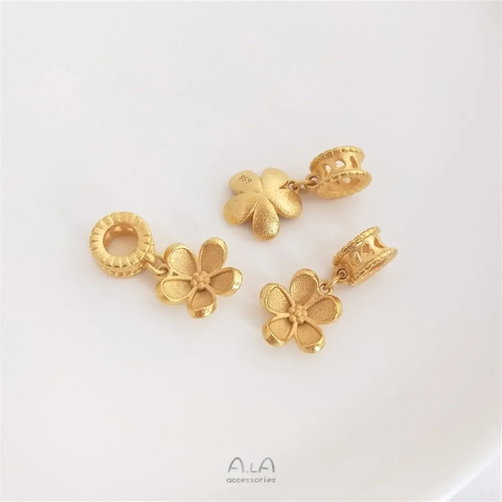 

Vietnam Placer gold big hole lotus plum flower separated beads Lu Tong accessories feather pendant DIY bracelet jewelry