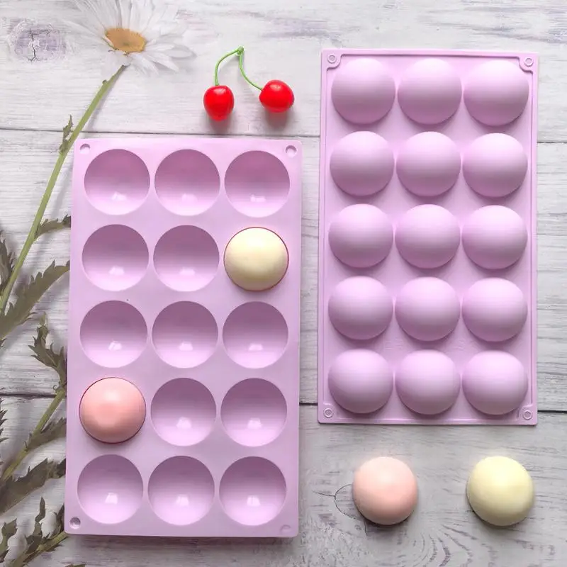 New 1Pcs Half Ball Mold 6/15/24 Holes Hemisphere Silicone Baking Mold For Hot Chocolate Bomb Cocoa Dome Mousse Ice Cream Tool