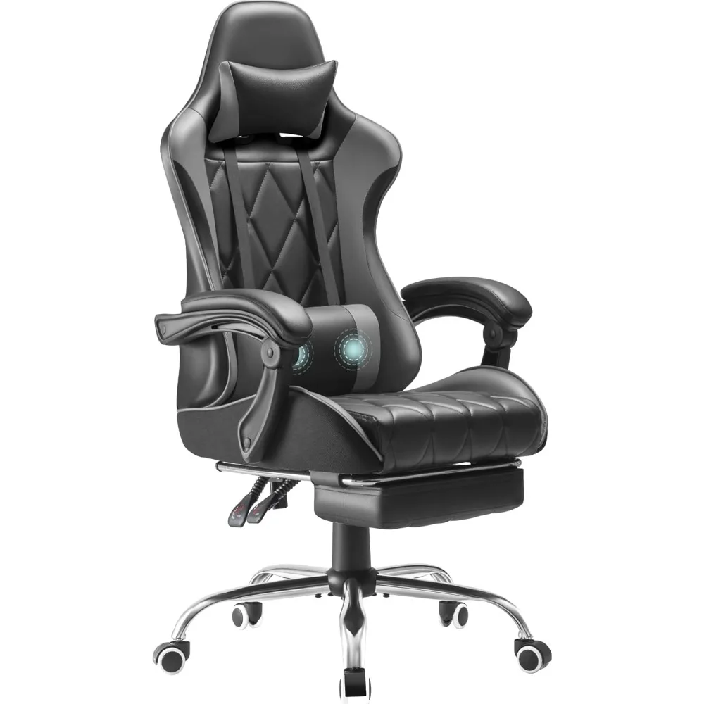 

Gaming Chair, Computer Chair with Footrest and Massage Lumbar Support, Ergonomic High Back Video Game Chair