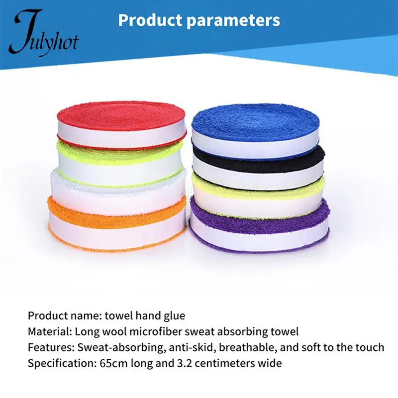 1pc Badminton Racket Long Hair Microfiber Towel Tape Sweat Absorbing Anti-slip Thick Towel Grip Badminton Accessories 65CM*3.2cm