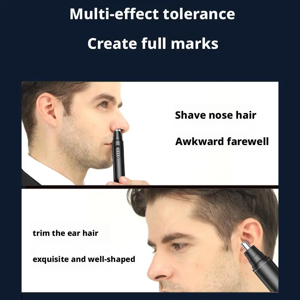 安全で効率的なトリミングのための先端が丸い鼻毛トリマー、ポータブルで防水設計、男性と女性に適しています