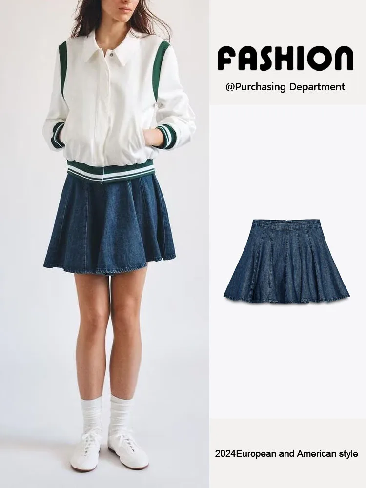 

New Summer Women's Casual Decorative Stitching Denim Skirt Versatile Simple Design Commute Sle ort Length Other 00%