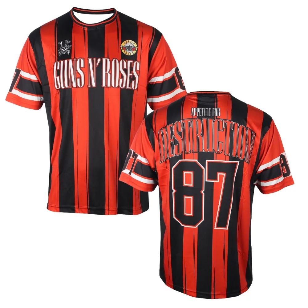 Soccer Jersey Guns NRoses Appetite for Destruction 3D FULL Printed Apparel Rock Band Merch Streetwear Unisex O-neck Short Sleeve