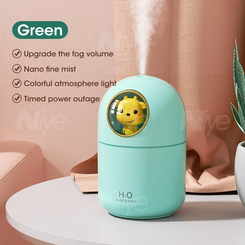 

Cute Pet Air Humidifier Office Desktop Mini Mute Humidifier USB Household Bedroom with Night Light Air Humidification 300ml