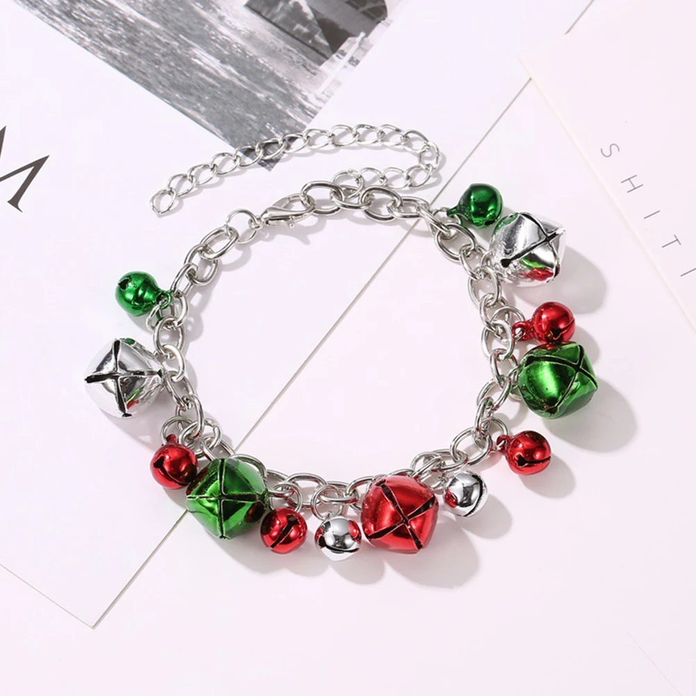

4Pcs Christmas Bell Jewelry Set Small Alloy Bracelet Necklace Earrings for Women Girl Party Travel Daily Use Gift