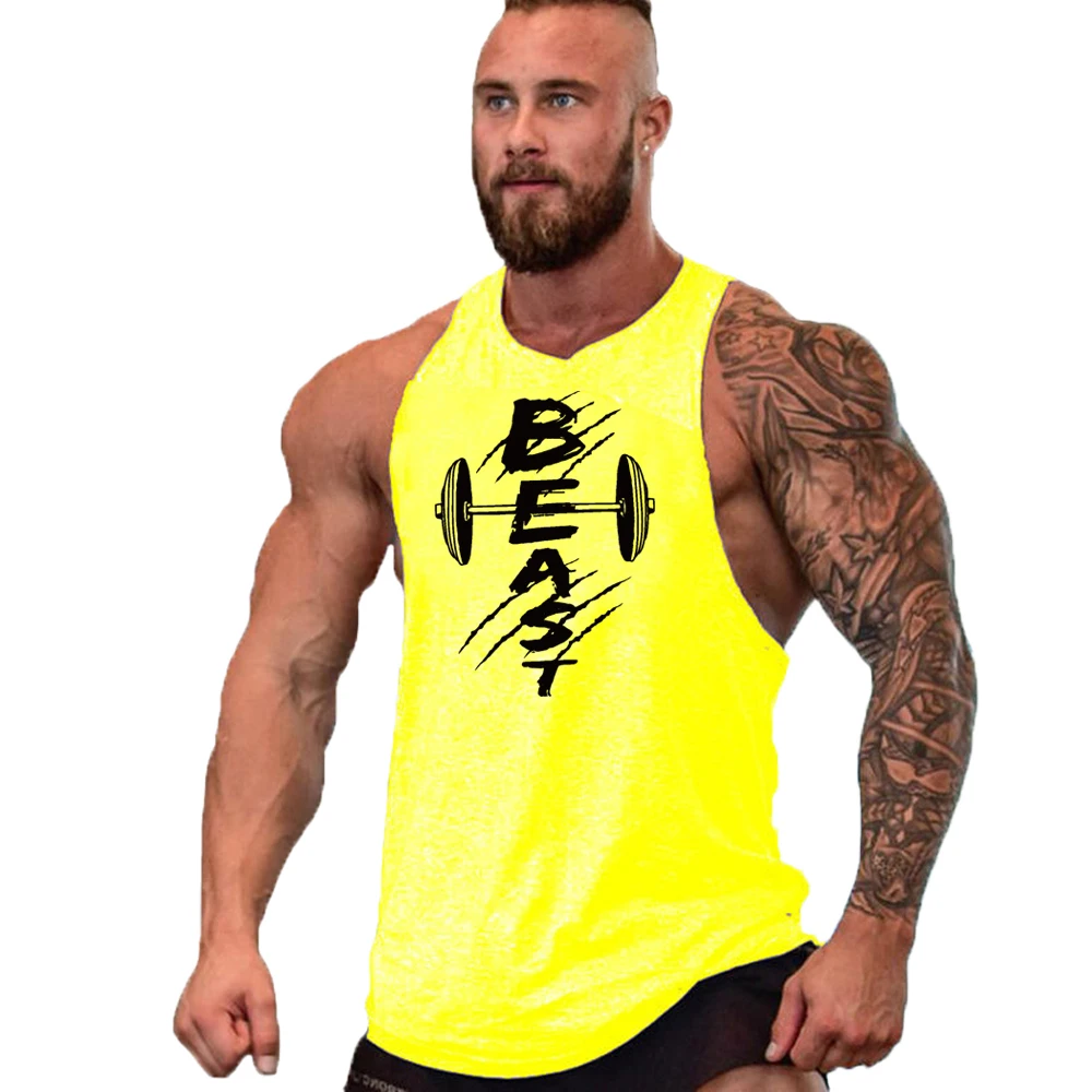 Mens tank tops beast gym tank top fitness clothing vest sleeveless cotton man canotte bodybuilding ropa hombre man clothes wear