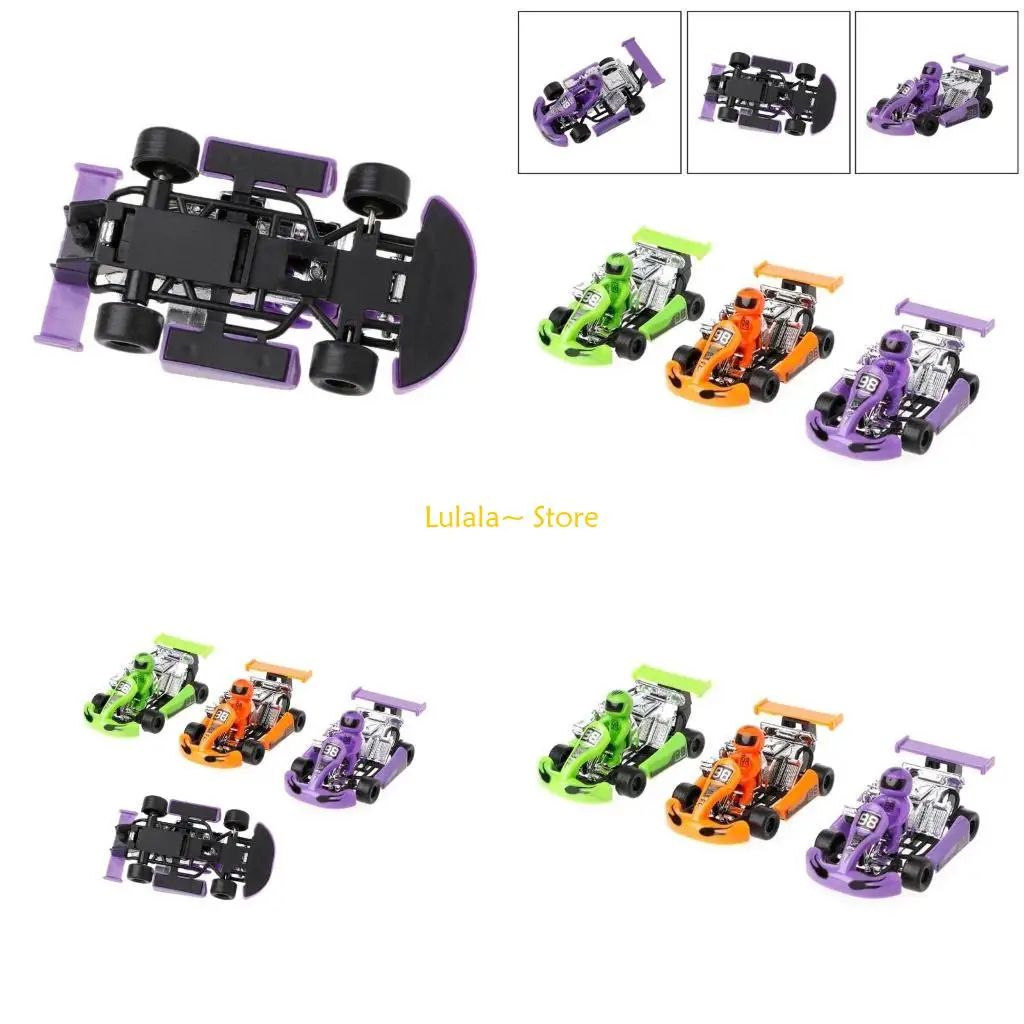 Y4QA Modello auto in lega Go-Kart gioco corse veicolo sportivo motore in plastica tirare indietro giocattolo