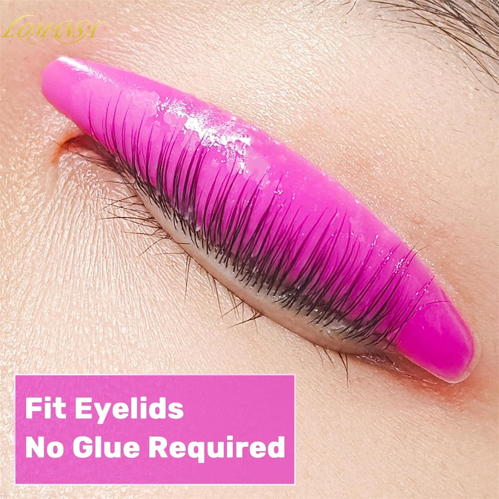 Lomansa 5 أزواج منصات الجفون لزجة للغاية خالية من الغراء قابلة لإعادة الاستخدام جلدة قضيب درع رفع ثلاثية الأبعاد رمش بكرة الشعر اكسسوارات ماكياج أداة