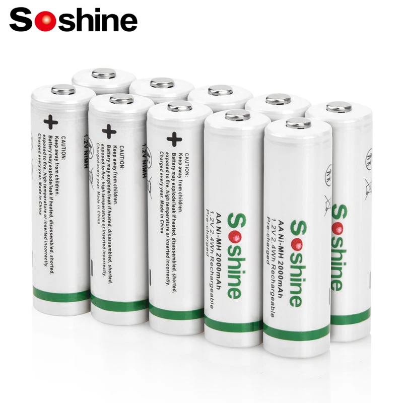 Soshine 1.2V 2000mAh Ni-MH Supper Low Self Discharge Batteries AA Rechargeable Batteries for Head Earphone Digital Camera Game