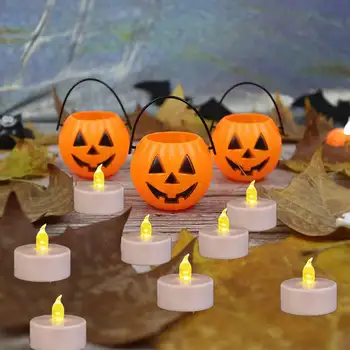 24 ks/sada bezplamenných LED svíček kreativní přání LED čajová svíčka teplá bílá bezplamenná svíčka halloween vánoční dekorace světlo svíčky 6 nejlepší prodej přání vedené - №4