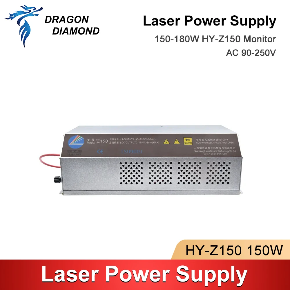 DRAGON DIAMOND Z150 150-180W CO2 Laser Fonte de alimentação AC90-250V para máquina de corte e gravação a laser série HY-Z150 Z