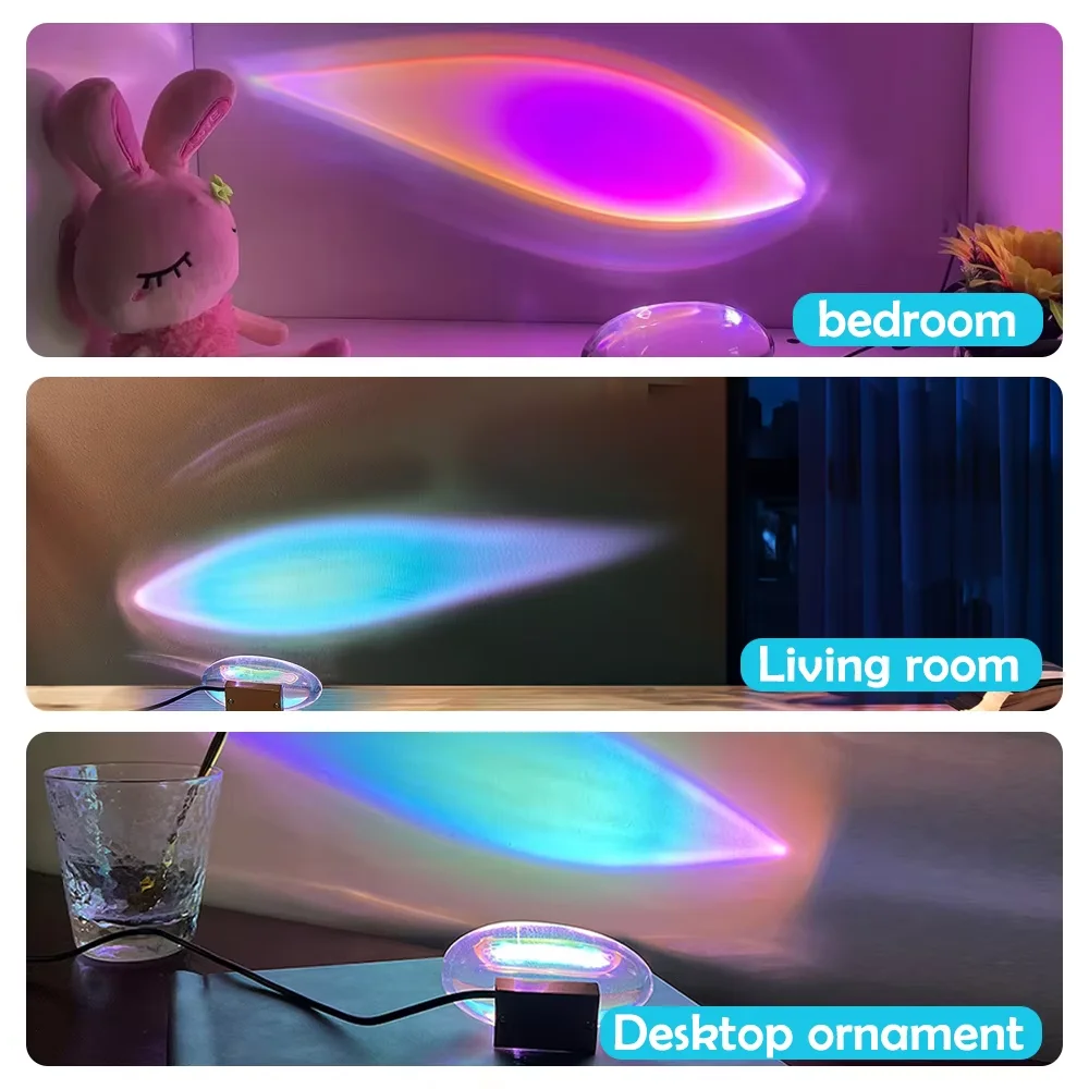 Angel Eyes Projection Night Light Colorful Crystal Lamp Sunset Table Lamp Atmosphere Night Light for Bedroom Living Room Party