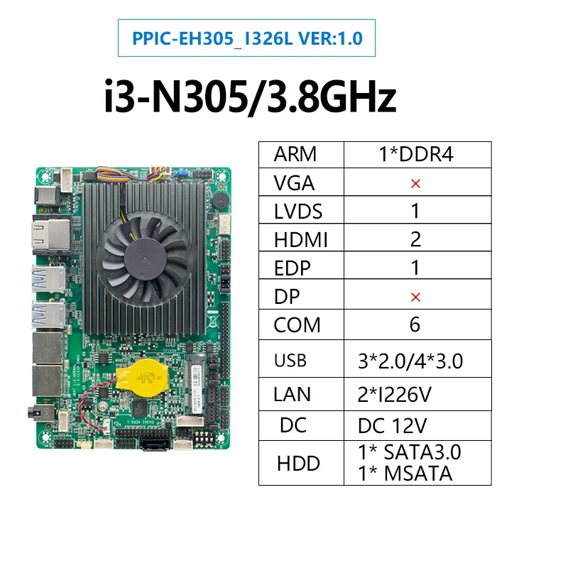 Imagem -06 - Única Placa Encaixada do Computador Industrial Núcleo de Intel I3-n305 3.8ghz N100 3.4ghz 24bit Lvds Edp Hdmi com Sbc