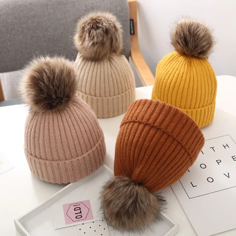 Baby Hats Winter Cap for Girl Children Knitted Hat Baby Caps for Girl Baby Boy Hat Solid Color Woolen Hat Gorros Para Bebé Кепка