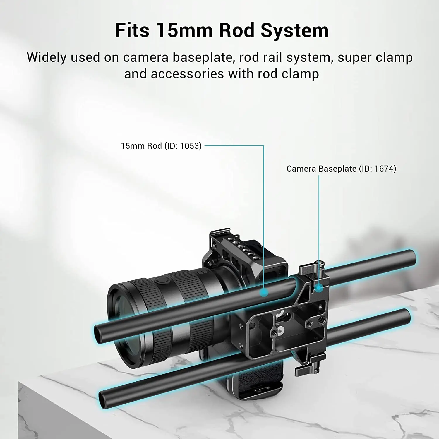 SmallRig 2PCS 15mm Aluminum Alloy Rods 12inch Long for Sony DSLR Camera 15mm Rail Rod Black System Camera Accessories Universal