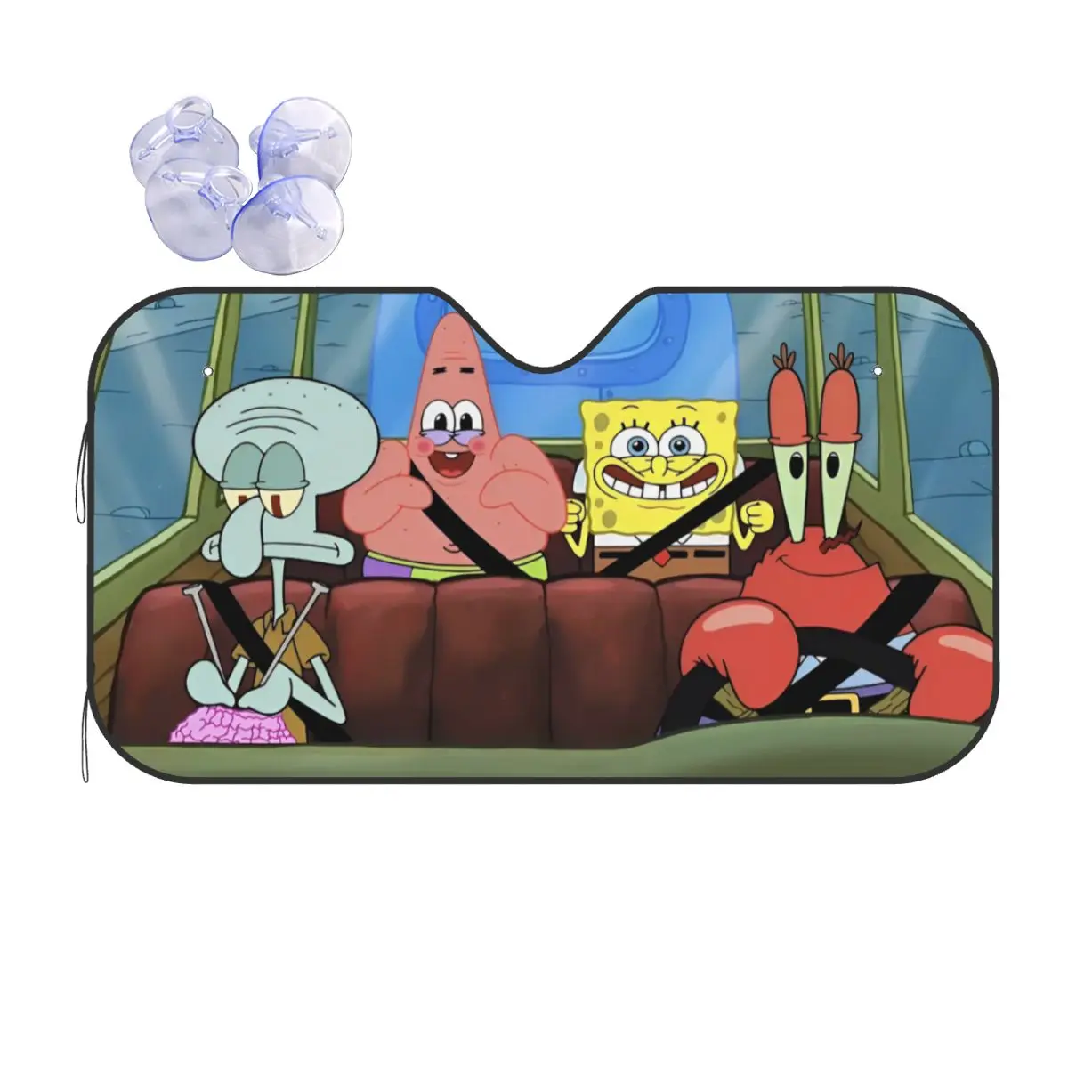 SpongeBobed Cartoon Anime Fold-up Sunshade Windscreen 70x130cm Foils Car Window Windscreen Cover Heat Reflector