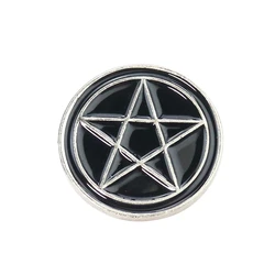 Czarny Pentagram broszka szatan lucyfer Demon czary Pin Pentagram odznaka kołnierz gotycki klapa torba plecak kobieta mężczyzna biżuteria prezent