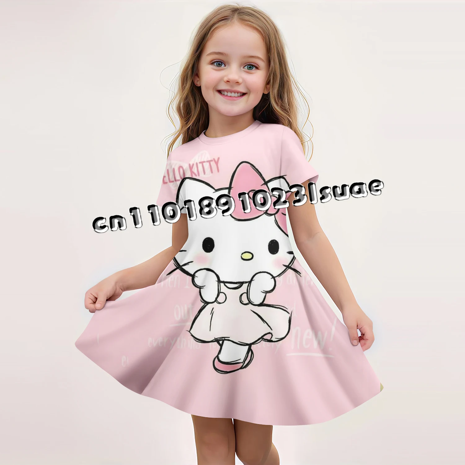 

Girls' Dress Summer 2025 New Children's College Style Party Princess Dress Summer Dress Girls' Sanlio Hello Kitty Children Dress