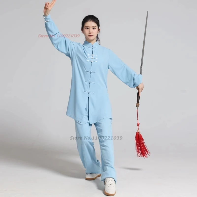 2024 chinese tai chi uniform wushu sports morning exercise tops+pants set stage team training performance kungfu tai chi set