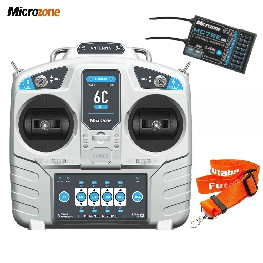 MicroZone MC6C 6C-Mini V2 2.4G 6CH Controller Transmitter MC6RE Receiver Radio System For RC Fixed wing/ Car/ Boat Airplane Toy