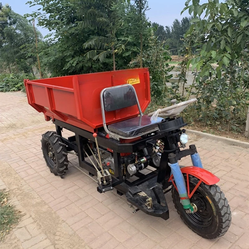 Construction site 12 horsepower, diesel engine transport small hydraulic dump dump bucket project tricycle three horses three t