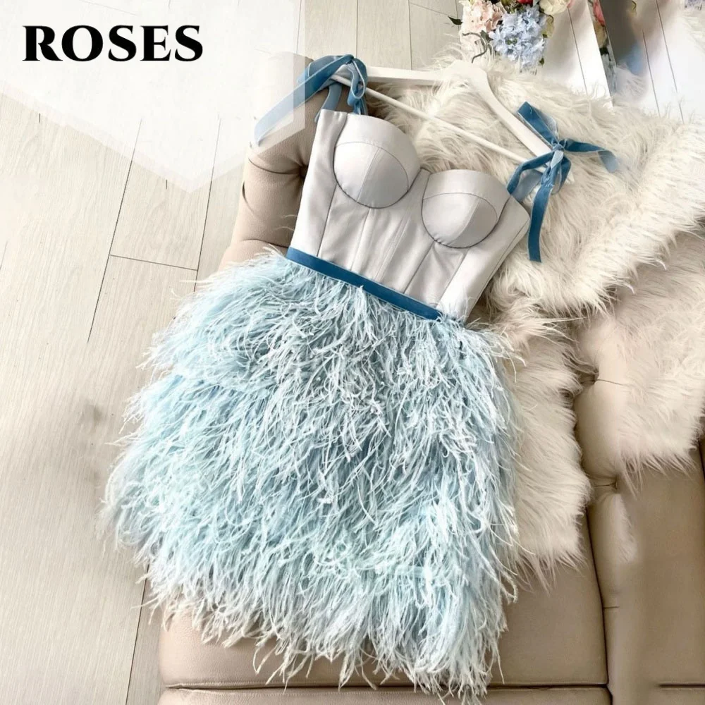 

Синее платье для выпускного вечера ROSES с кисточками без рукавов на тонких бретельках Вечерние платья فساتين السهرة Party Dress по индивидуальному заказу